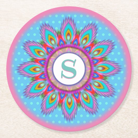 Rond papier onderzetter psychedelische aangepaste  (Voorkant)