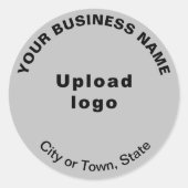 Rond Patroon Teksten en merk op grijze Sticker (Voorkant)