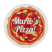 Rond pepperoni pizza Italiaans keukenglas Snijplank (Voorkant)