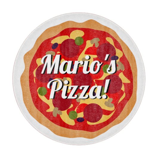 Rond pepperoni pizza Italiaans keukenglas Snijplank (Voorkant)