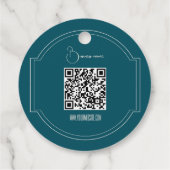 Rond petrol blauw met logo hang label label (Achterkant)