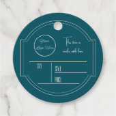 Rond petrol blauw met logo hang label label (Voorkant)