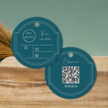 Rond petrol blauw met logo hang label label