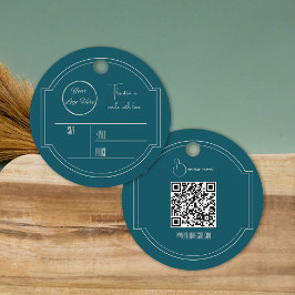 Rond petrol blauw met logo hang label label