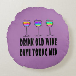 ROND PILLOW - OUDE WIJN VAN DE DRINK, DATUM JONGE  KUSSEN