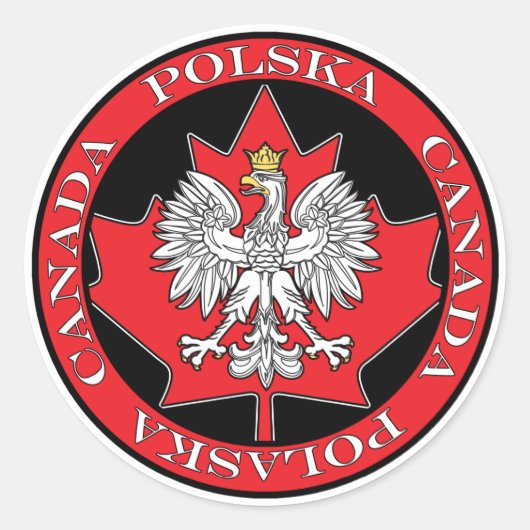 Rond Polska Canada Leaf Ronde Sticker (Voorkant)