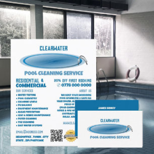 Rond poolontwerp, reinigingsservice voor zwembad flyer