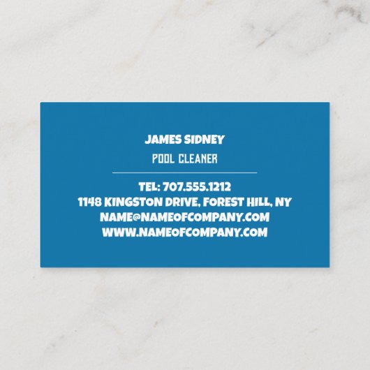Rond poolontwerp, zwemblawerreiniger visitekaartje (Achterkant)