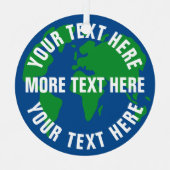 Rond redden planeet aarde wereldkaart gewoonte metalen ornament (Voorkant)