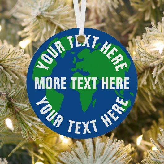 Rond redden planeet aarde wereldkaart gewoonte metalen ornament (Insitu)