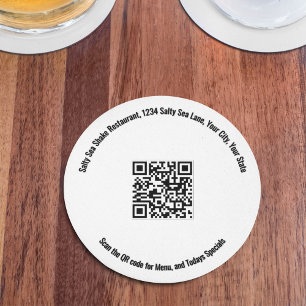 Rond restaurant QR-code menu en specials Ronde Kartonnen Onderzetter