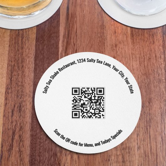 Rond restaurant QR-code menu en specials Ronde Kartonnen Onderzetter