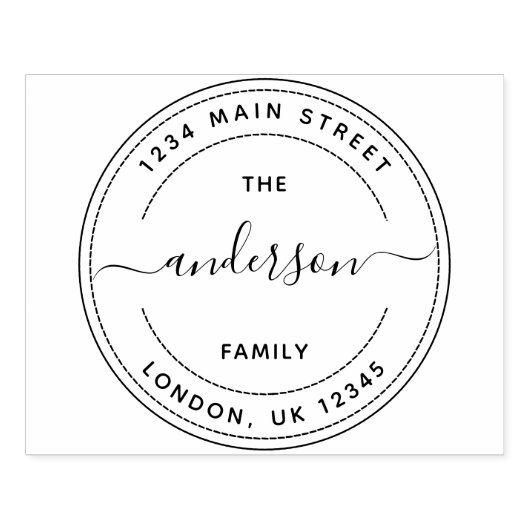 Rond retouradres Ronde familienaam Groot Rubberstempel (Afrduk)