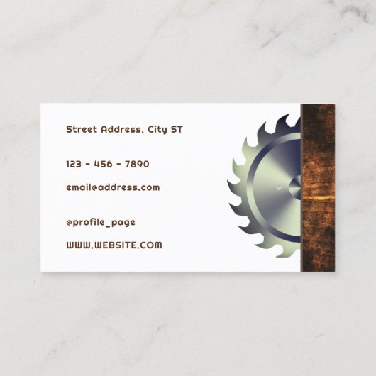 rond rondzaag hout visitekaartje (Achterkant)