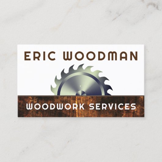 rond rondzaag hout visitekaartje (Voorkant)