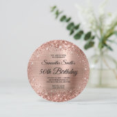 Rond Roos Gold Glitter Monogram 50e verjaardag Kaart (Staand voorkant)