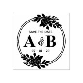 Rond Roos  Monogram Sla de datum op Rubberstempel (Afrduk)