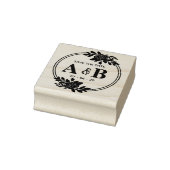 Rond Roos  Monogram Sla de datum op Rubberstempel (Stempel)