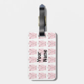 Rond roze roze roze patroon bagagelabel (Achterkant verticaal)