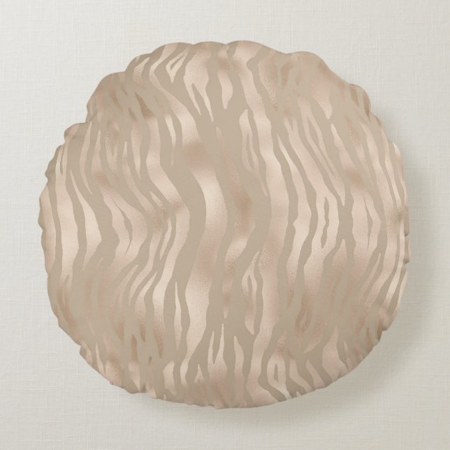 Rond Satin Animal Print Luxury Pillow Kussen (Voorkant)
