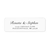 Rond script Black White Weduwingadres teruggeven Etiket (Voorkant)