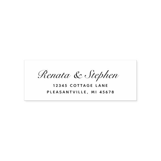 Rond script Black White Weduwingadres teruggeven Zelfinktende Stempel (Design)