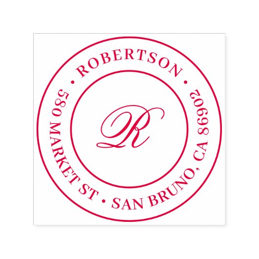 Rond Script Initiaal Achternaam Retouradres Zelfinktende Stempel (Design)