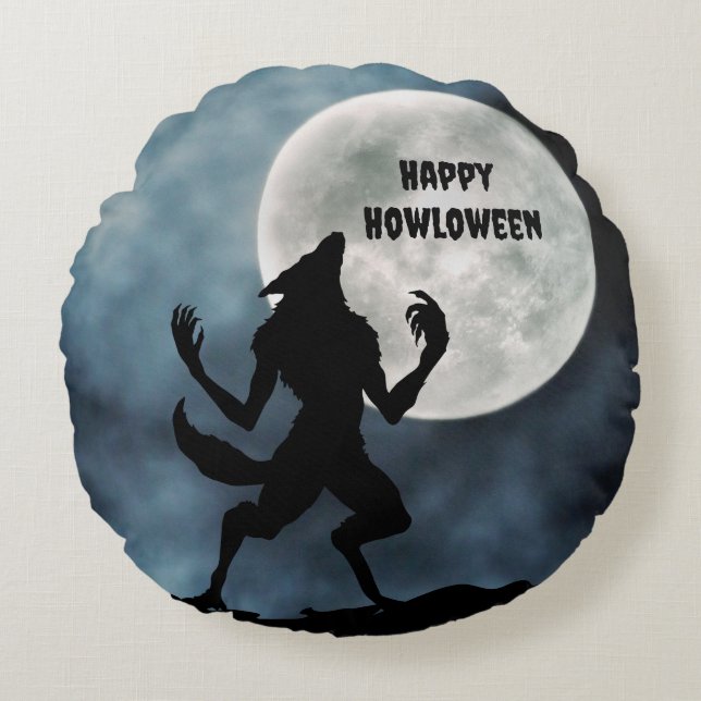 Rond Sierkussen, Huilende weerwolf Kussen (Voorkant)