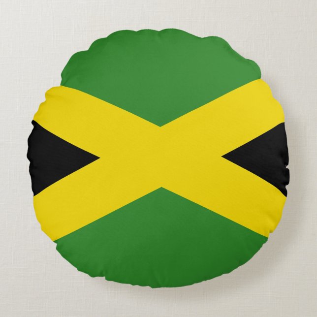 Rond Sierkussen met Jamaicaanse vlag Rond Kussen (Voorkant)