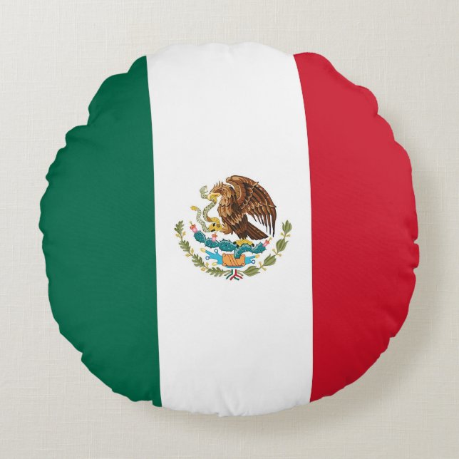 Rond Sierkussen met Mexicaanse vlag Kussen (Voorkant)