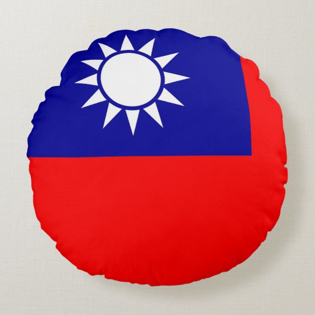 Rond Sierkussen met Taiwanese vlag Kussen (Voorkant)