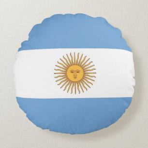 Rond Sierkussen met vlag van Argentinië Kussen