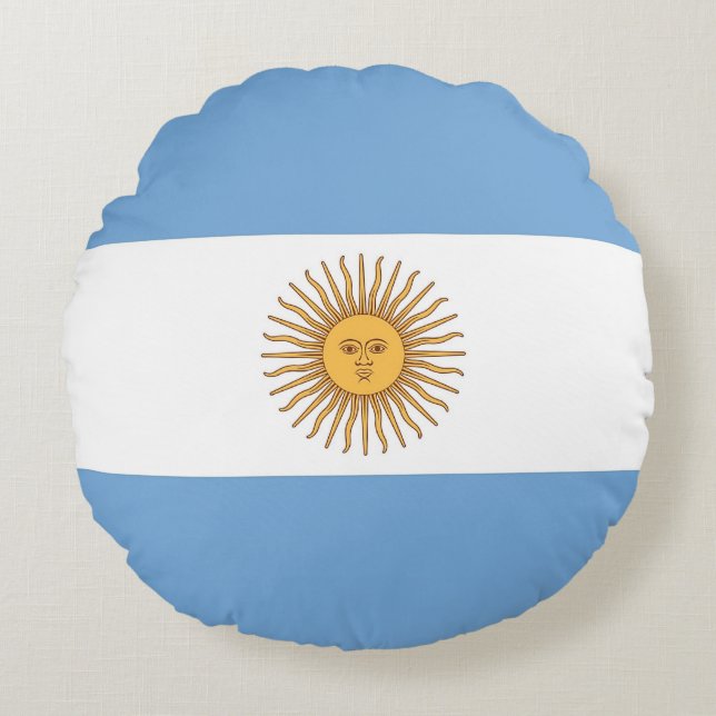 Rond Sierkussen met vlag van Argentinië Rond Kussen (Voorkant)