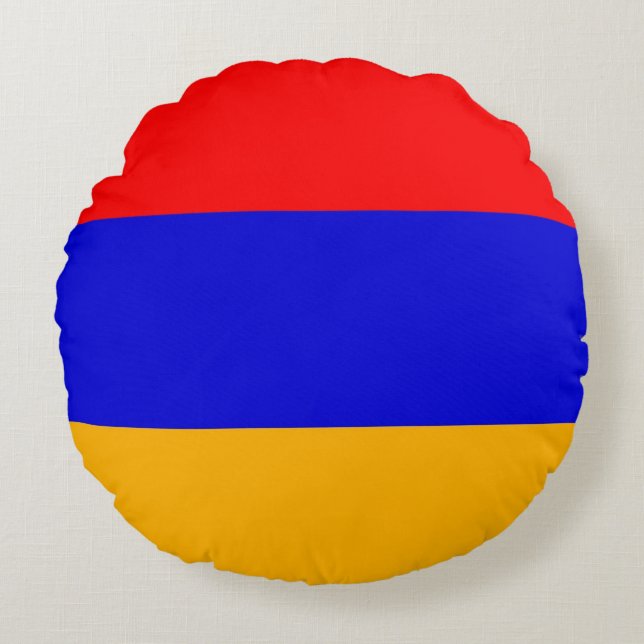 Rond Sierkussen met vlag van Armenië Rond Kussen (Voorkant)