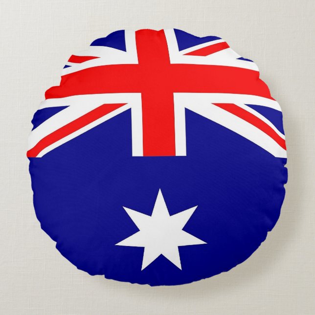 Rond Sierkussen met vlag van Australië Rond Kussen (Voorkant)