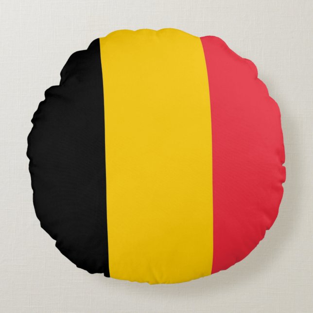 Rond Sierkussen met vlag van België Kussen (Voorkant)