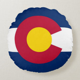 Rond Sierkussen met vlag van Colorado, Verenigde S Kussen