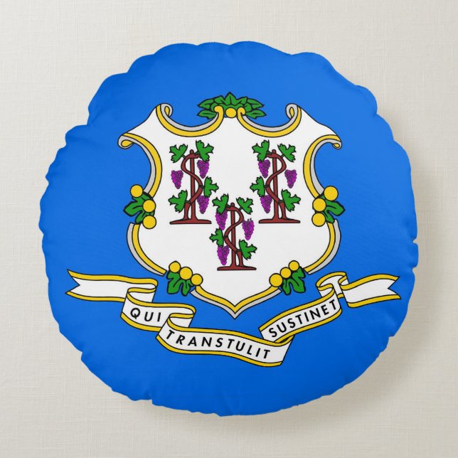 Rond Sierkussen met vlag van Connecticut, Verenigd Rond Kussen (Voorkant)