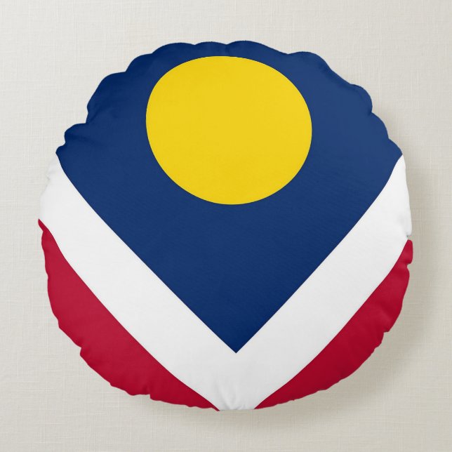 Rond Sierkussen met vlag van Denver, Verenigde Sta Rond Kussen (Voorkant)