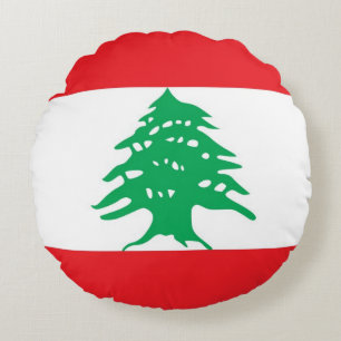 Rond Sierkussen met vlag van Libanon Kussen