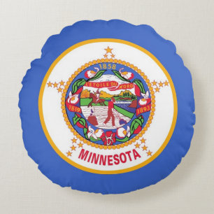 Rond Sierkussen met vlag van Minnesota, Verenigde  Kussen