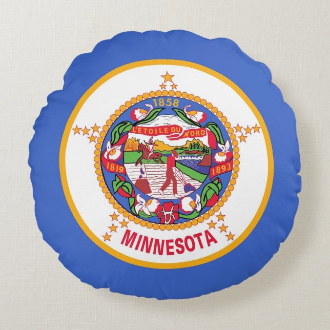 Rond Sierkussen met vlag van Minnesota, Verenigde  Rond Kussen (Voorkant)