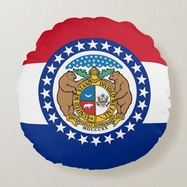 Rond Sierkussen met vlag van Missouri, Verenigde S Rond Kussen (Voorkant)