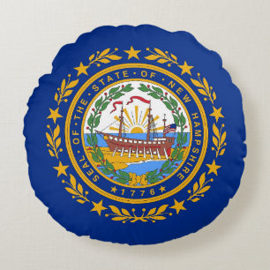 Rond Sierkussen met vlag van New Hampshire Kussen
