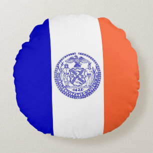Rond Sierkussen met vlag van New York City, Vereni Rond Kussen