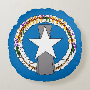 Rond Sierkussen met vlag van Noordelijke Marianen Kussen