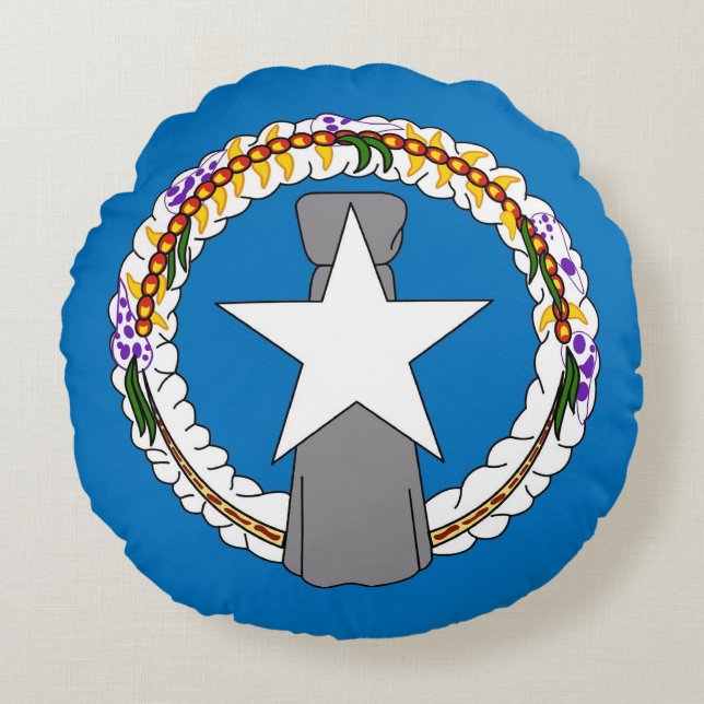 Rond Sierkussen met vlag van Noordelijke Marianen Kussen (Voorkant)