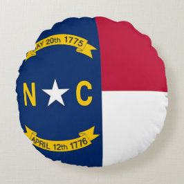 Rond Sierkussen met vlag van North Carolina Rond Kussen