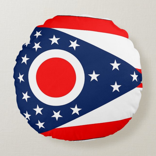 Rond Sierkussen met vlag van Ohio Kussen (Voorkant)