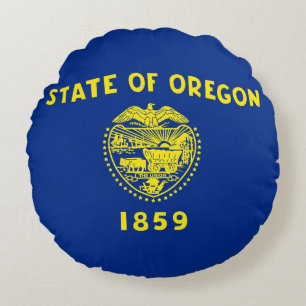 Rond Sierkussen met vlag van Oregon Kussen